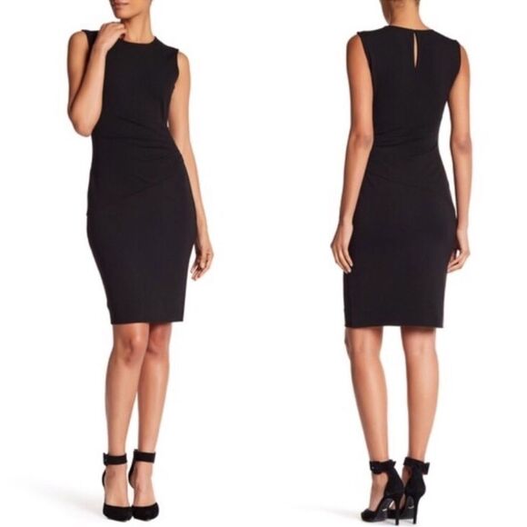 Diane Von Furstenberg Glennie Dress Ruched Side Black Size 2 - Picture 1 of 13